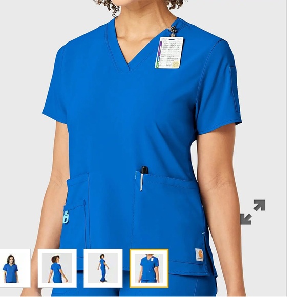 Carhartt Force FORCE CROSS-FLEX V-NECK Med Royal Blue Scrub Tops 3 bundle pack - Picture 12 of 13